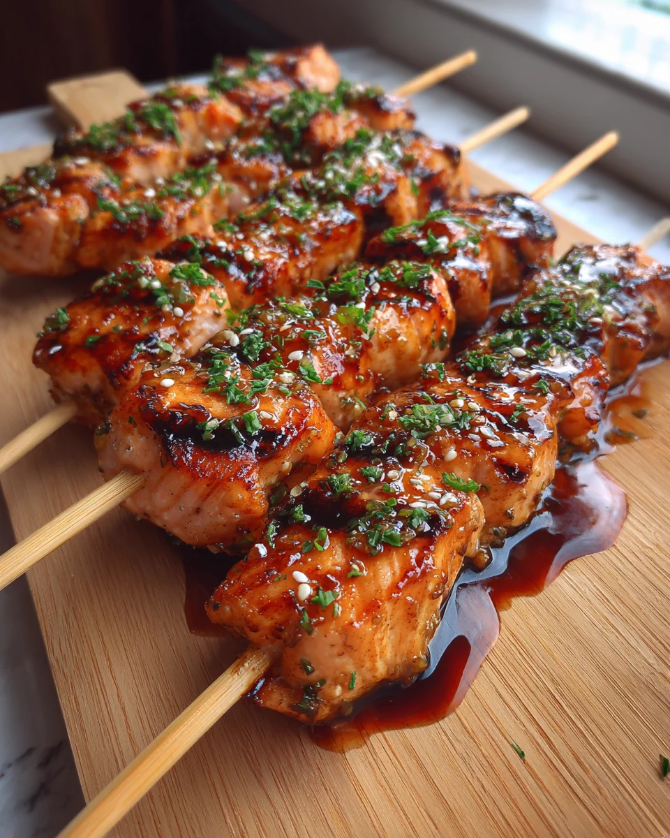 Honey Soy Glazed Salmon Skewers