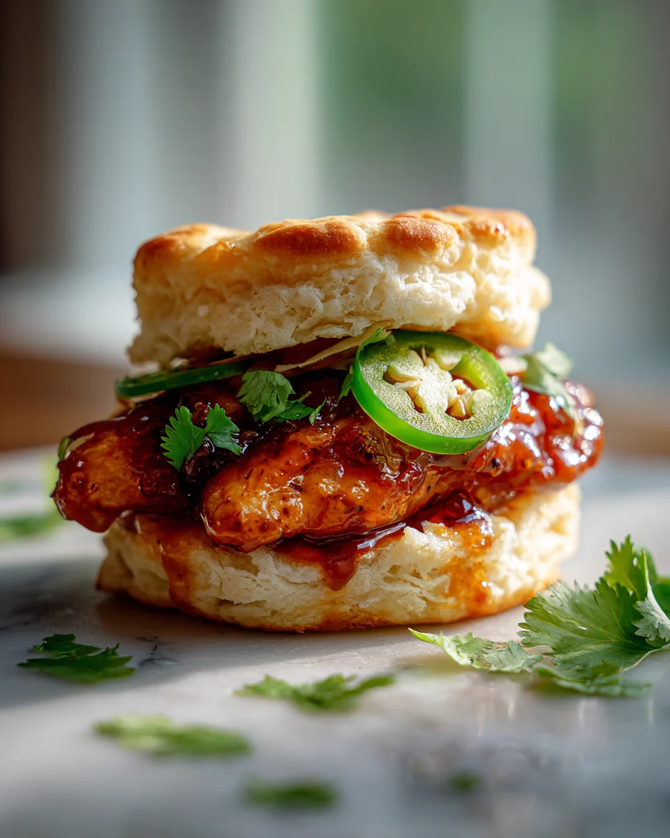 Hot Honey Chicken Biscuit Sandwich