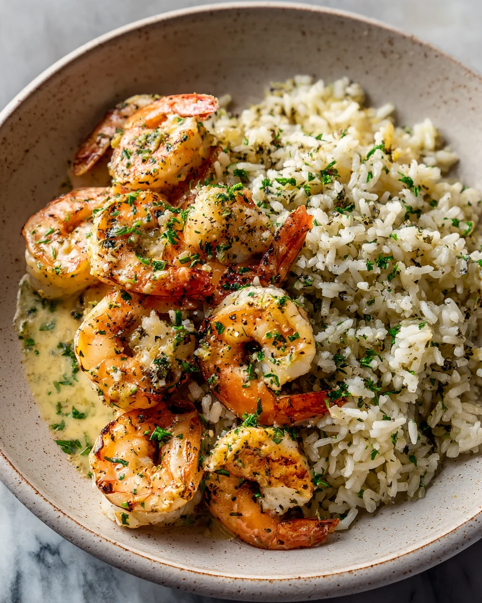 Lemon Butter Shrimp with Garlic Rice