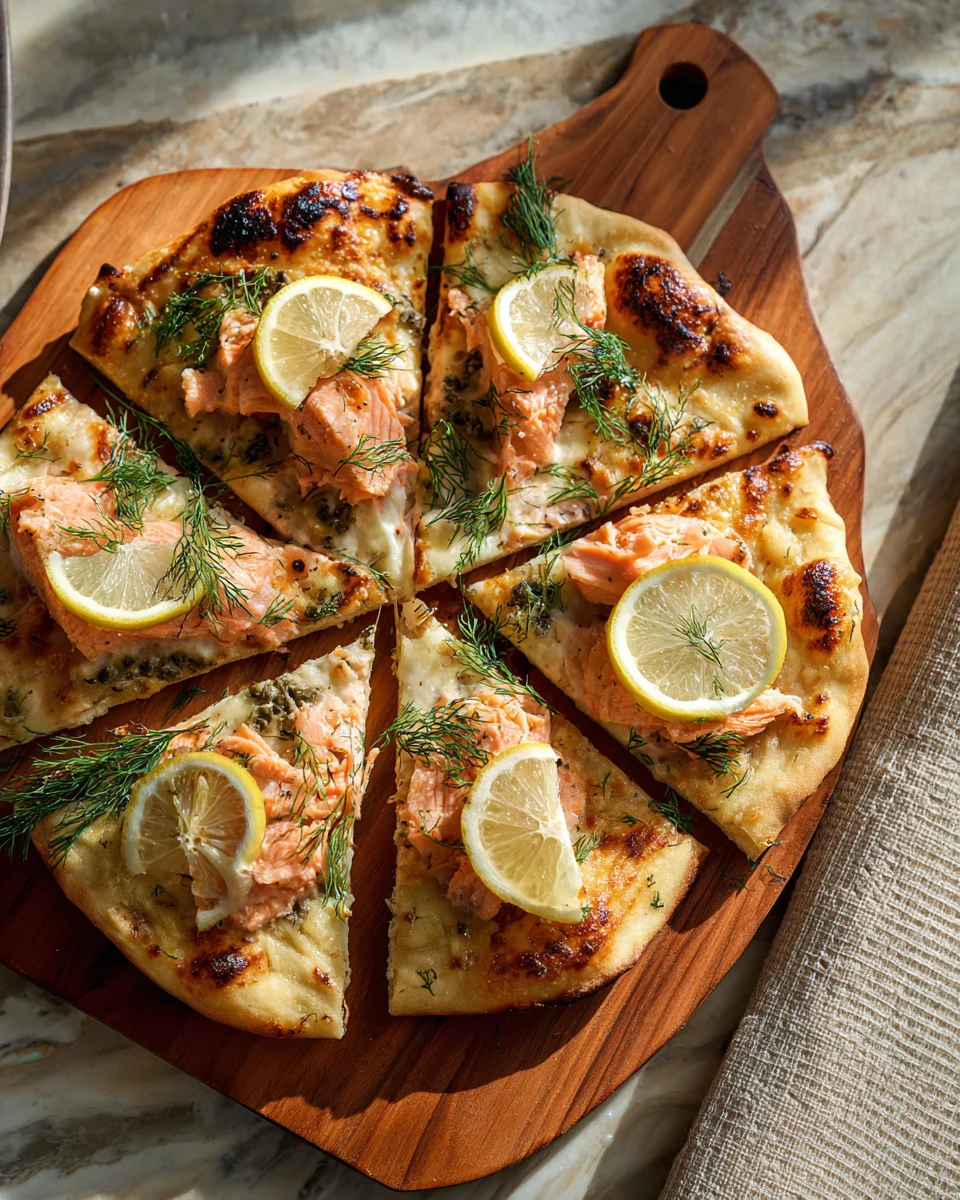 Lemon Dill Salmon Flatbread