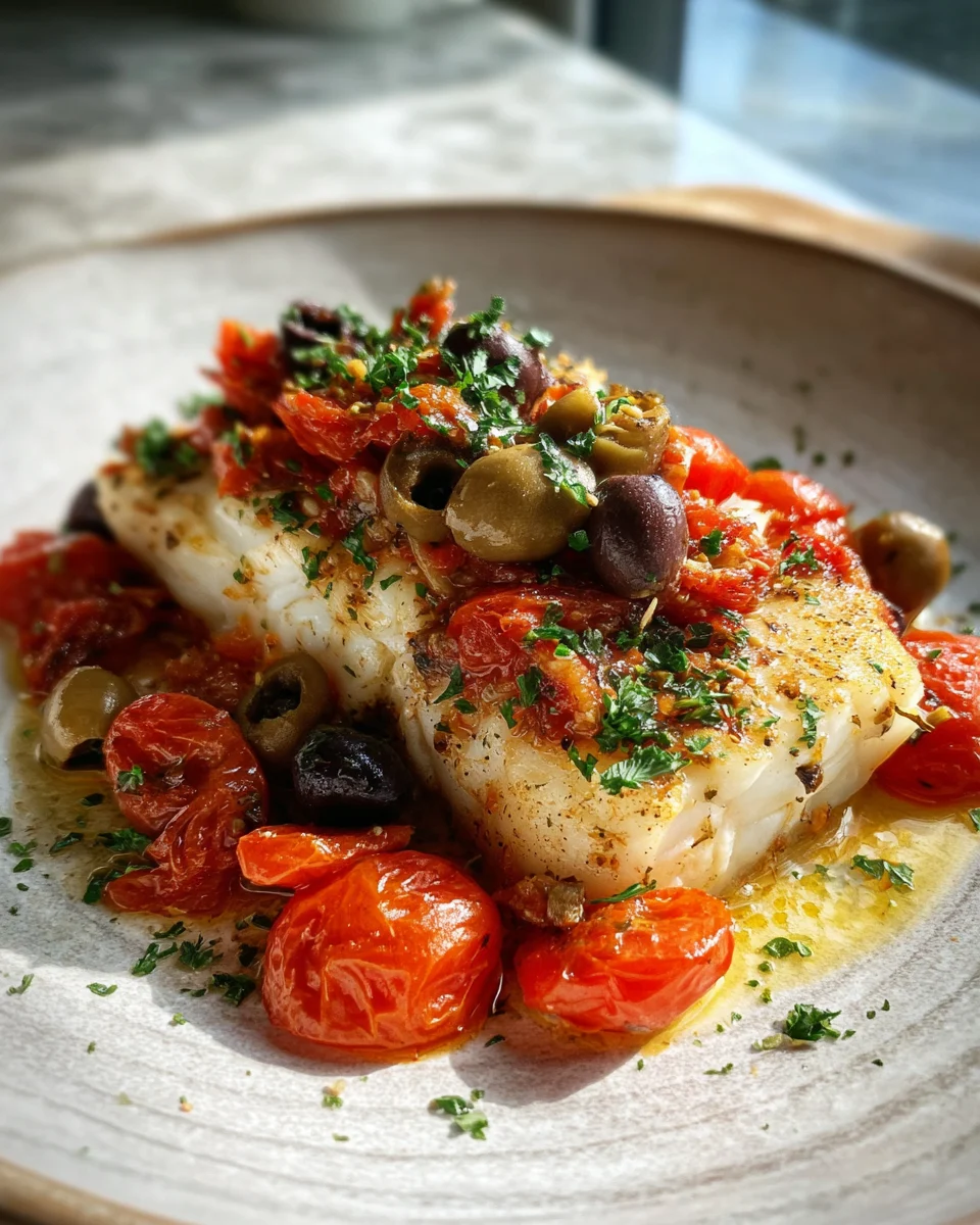 Mediterranean Baked Cod with Olives and Tomatoes