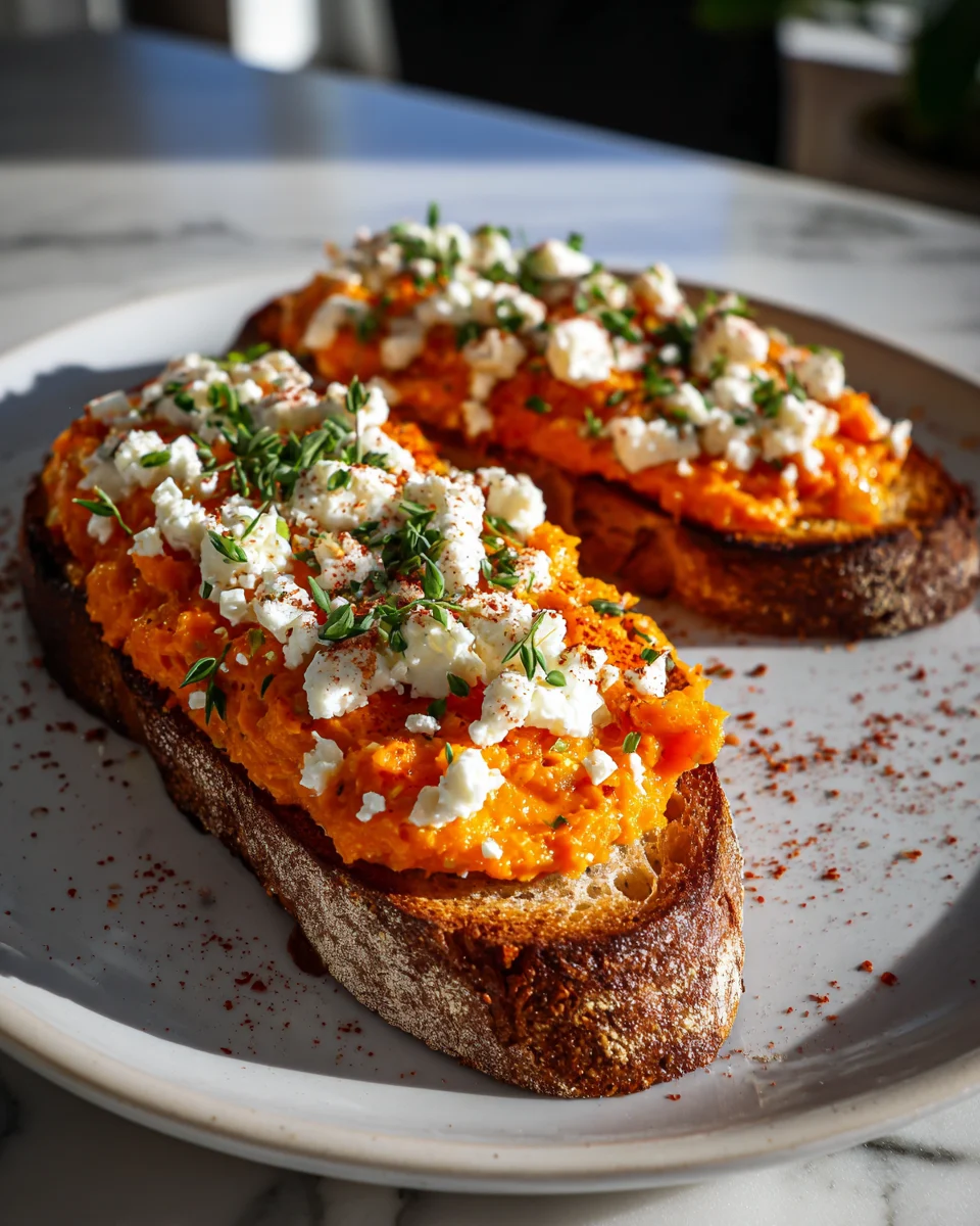 Roasted Carrot Whipped Feta Toast