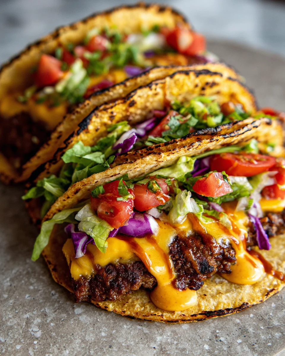 Smash Burger Tacos with Secret Sauce