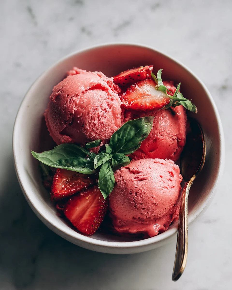Strawberry Basil Sorbet