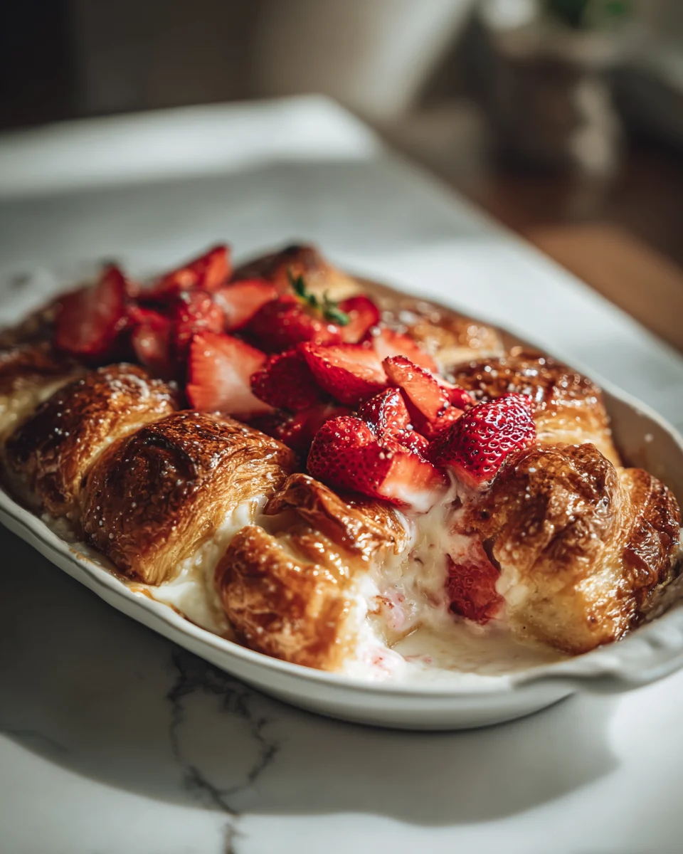 Strawberry Cream Cheese Croissant Bake