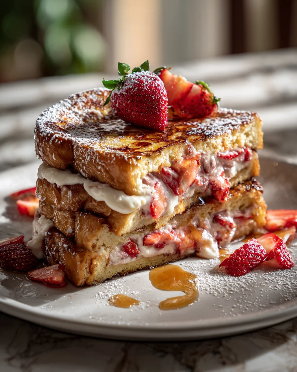 Strawberry Cream Cheese Stuffed French Toast Recipe by Jenny