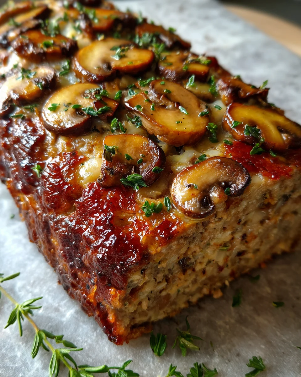 Swiss Bacon Mushroom Meatloaf