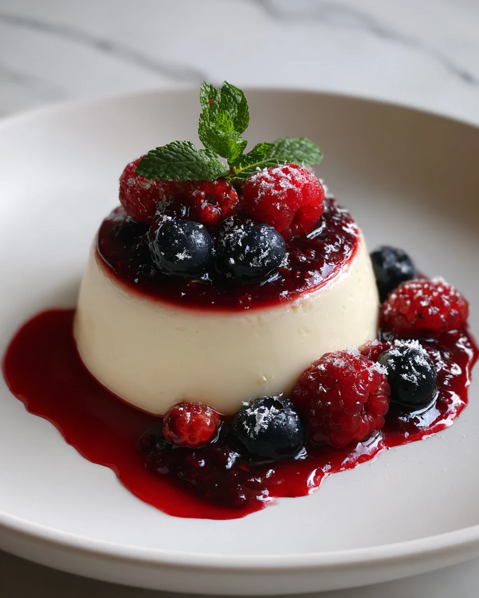 Vanilla Bean Panna Cotta with Berry Sauce