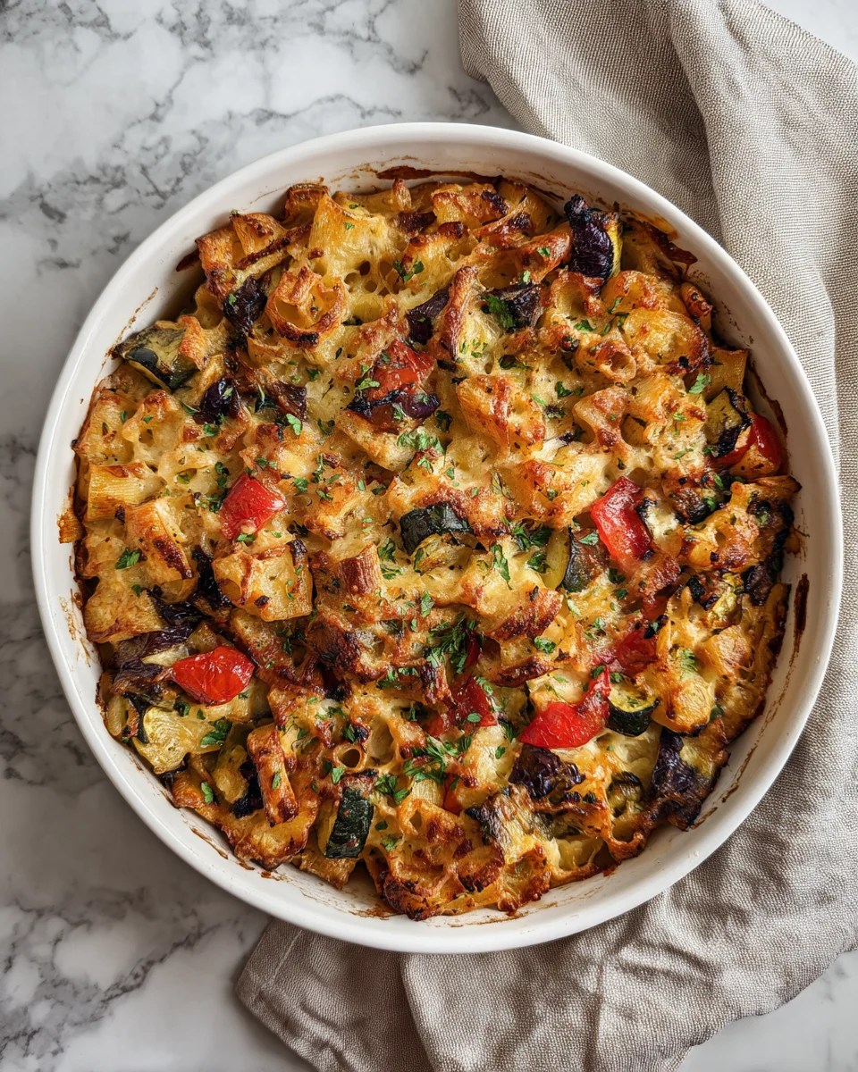 Balsamic Roasted Veggie Pasta Bake