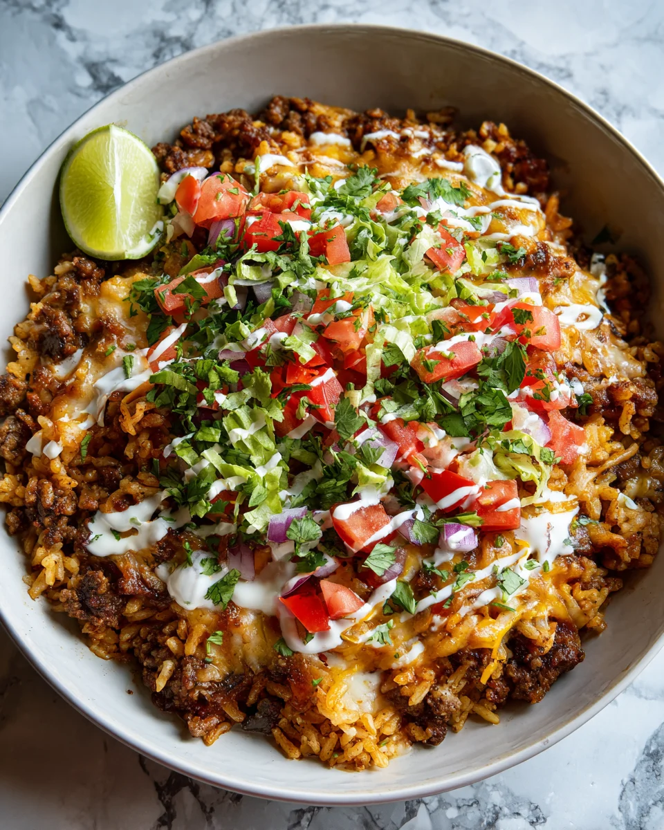 Beef Taco Rice Bowl Skillet