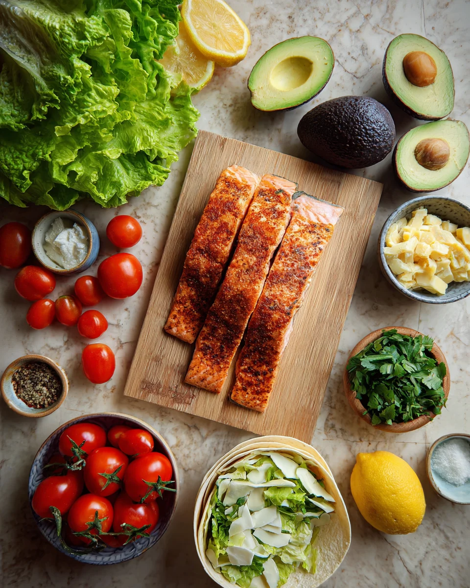 Blackened Salmon Caesar Wraps