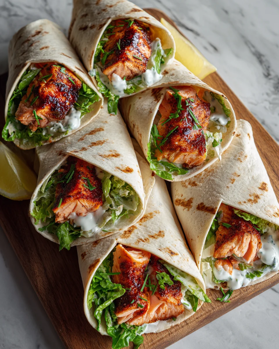 Blackened Salmon Caesar Wraps