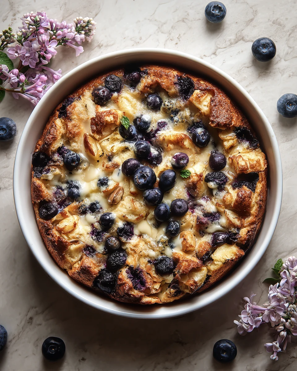 Blueberry White Chocolate Bread Pudding