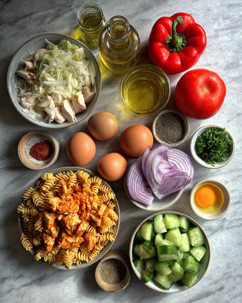 Buffalo Chicken Ranch Pasta Salad