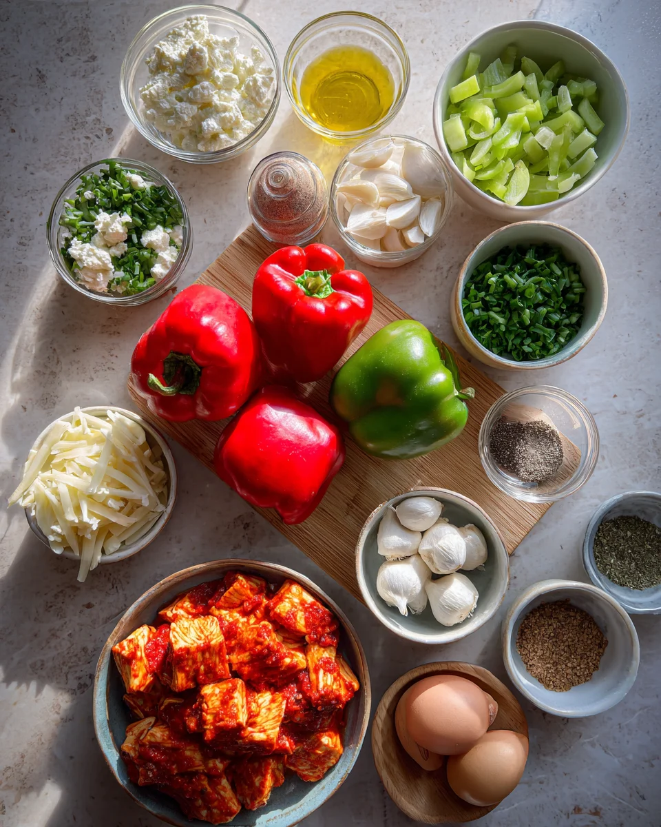 Buffalo Ranch Chicken Stuffed Peppers