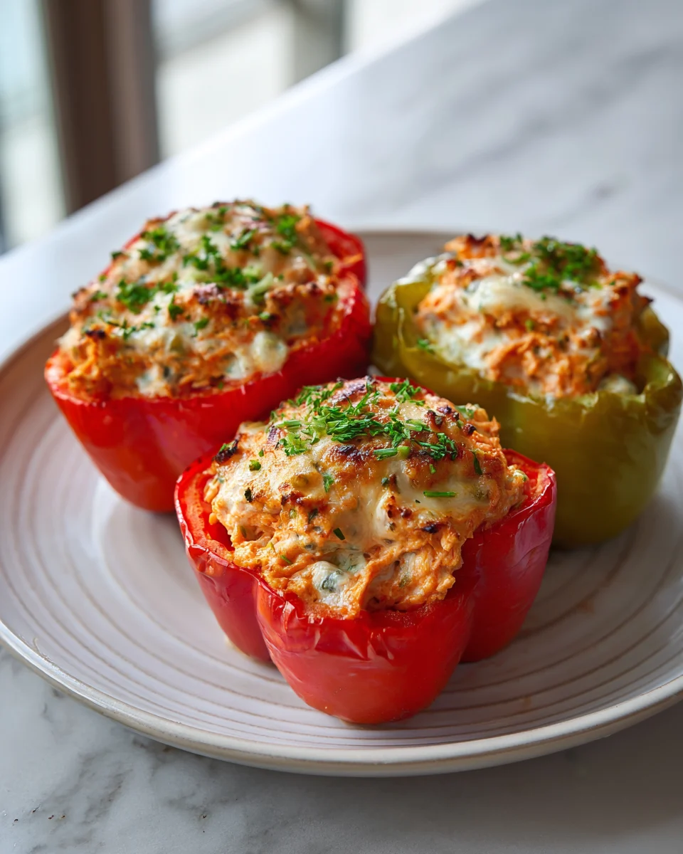 Buffalo Ranch Chicken Stuffed Peppers
