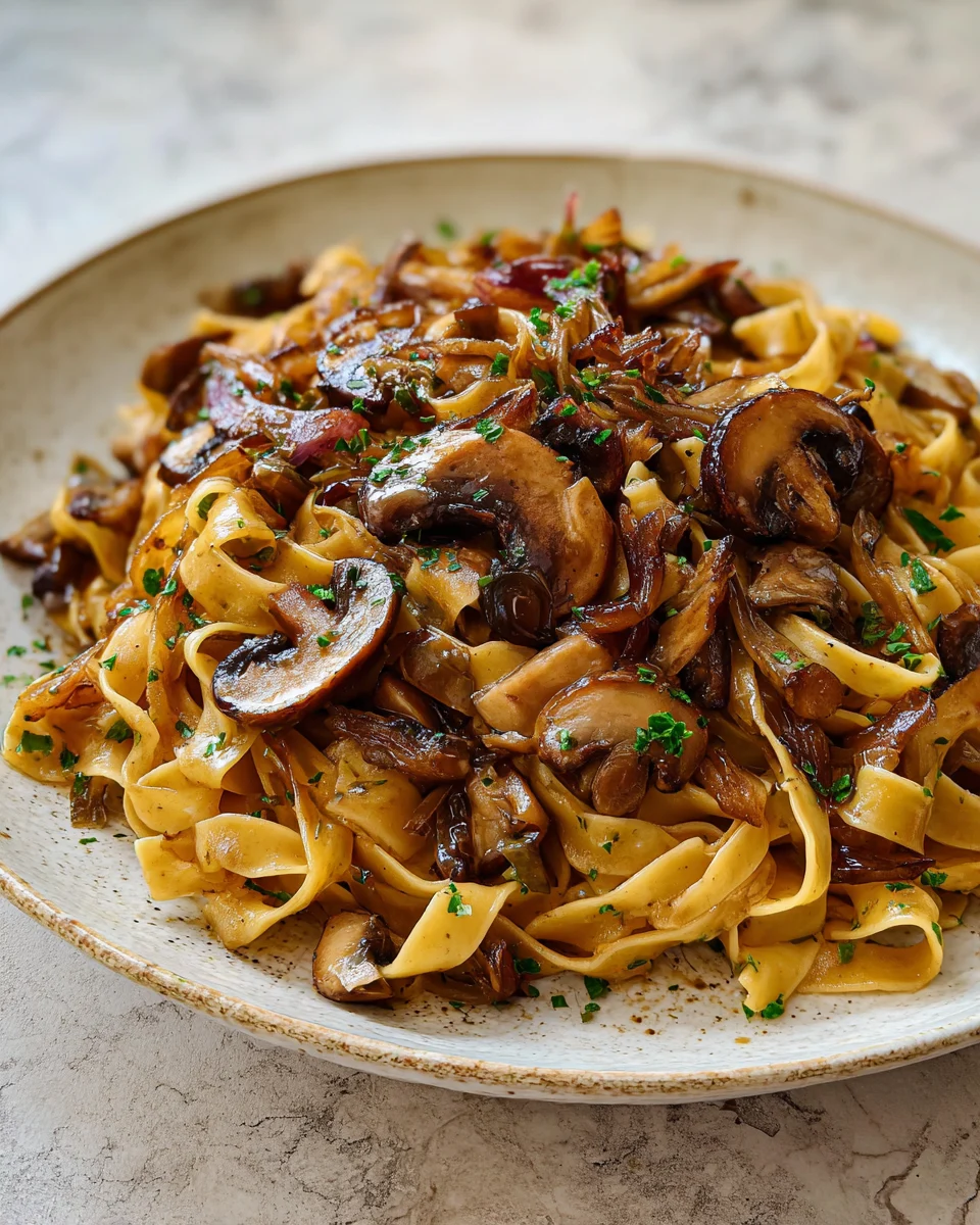 Caramelized Shallot Mushroom Tagliatelle