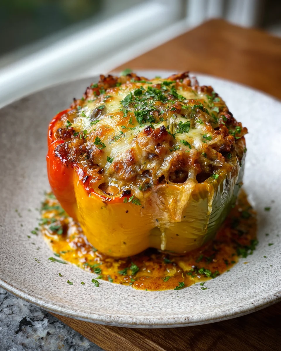 Cheesy Stuffed Bell Pepper Casserole