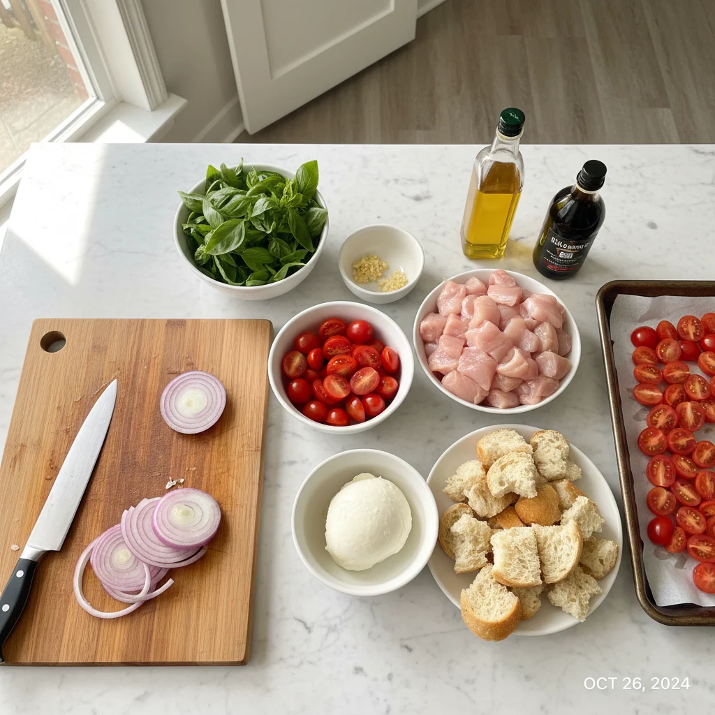 Chicken Bruschetta Sheet Pan Dinner