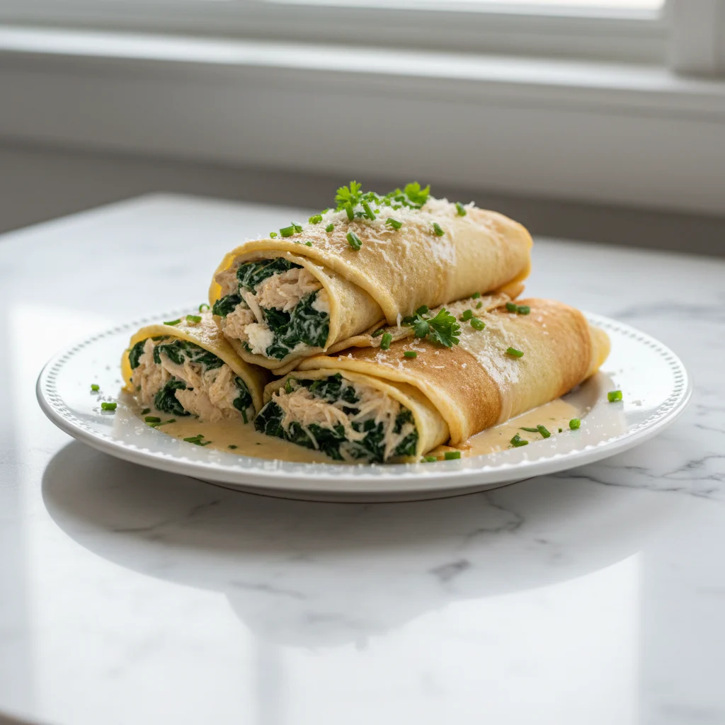 Chicken And Spinach Ricotta Crepes