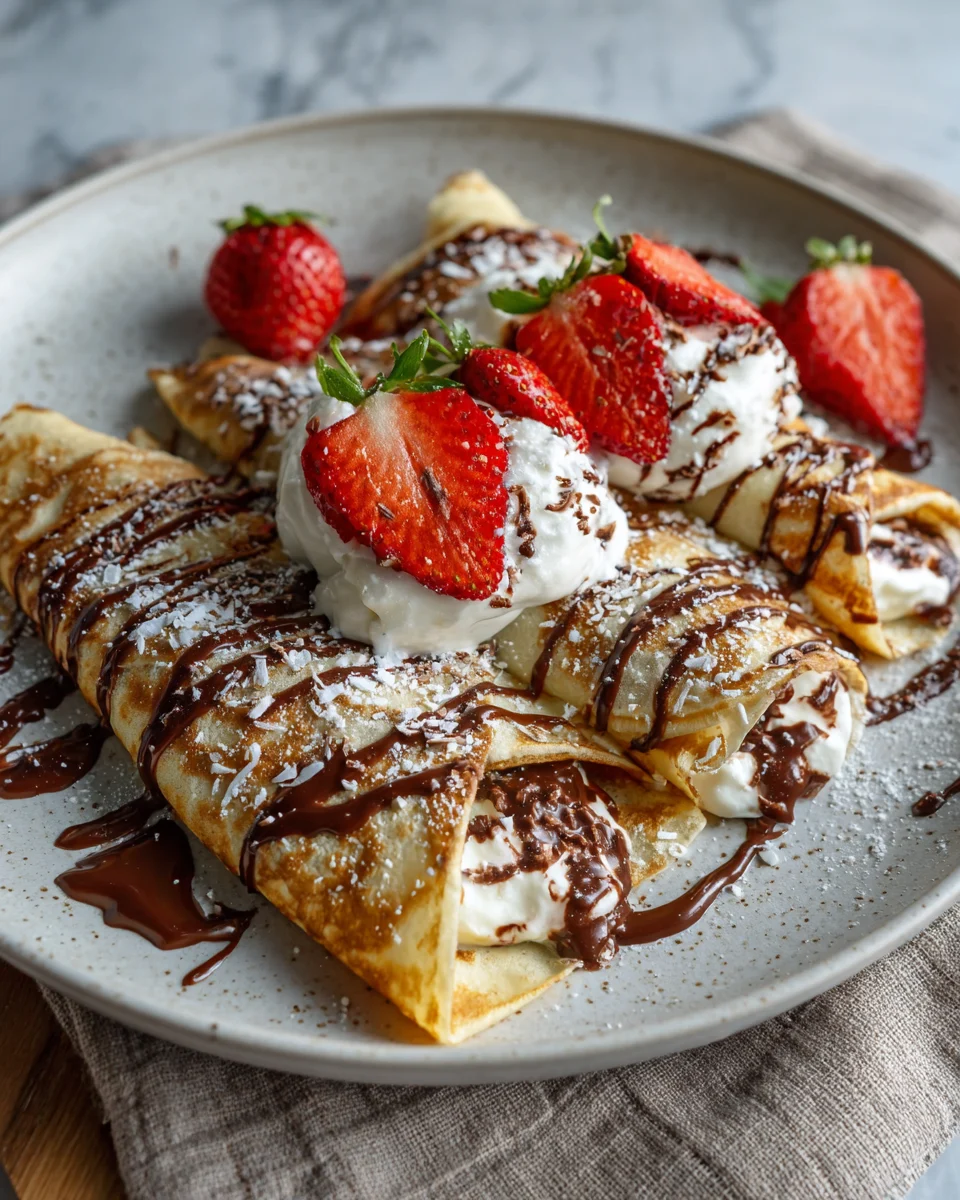 Chocolate Coconut Cream Stuffed Crepes