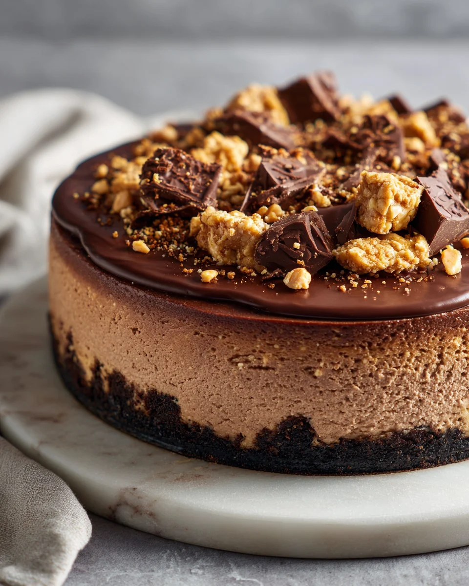 Chocolate Peanut Butter Crunch Cheesecake