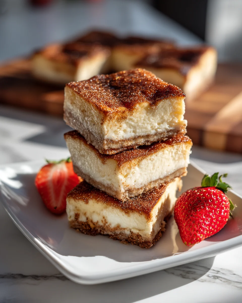 Cinnamon Sugar Churro Cheesecake Bars