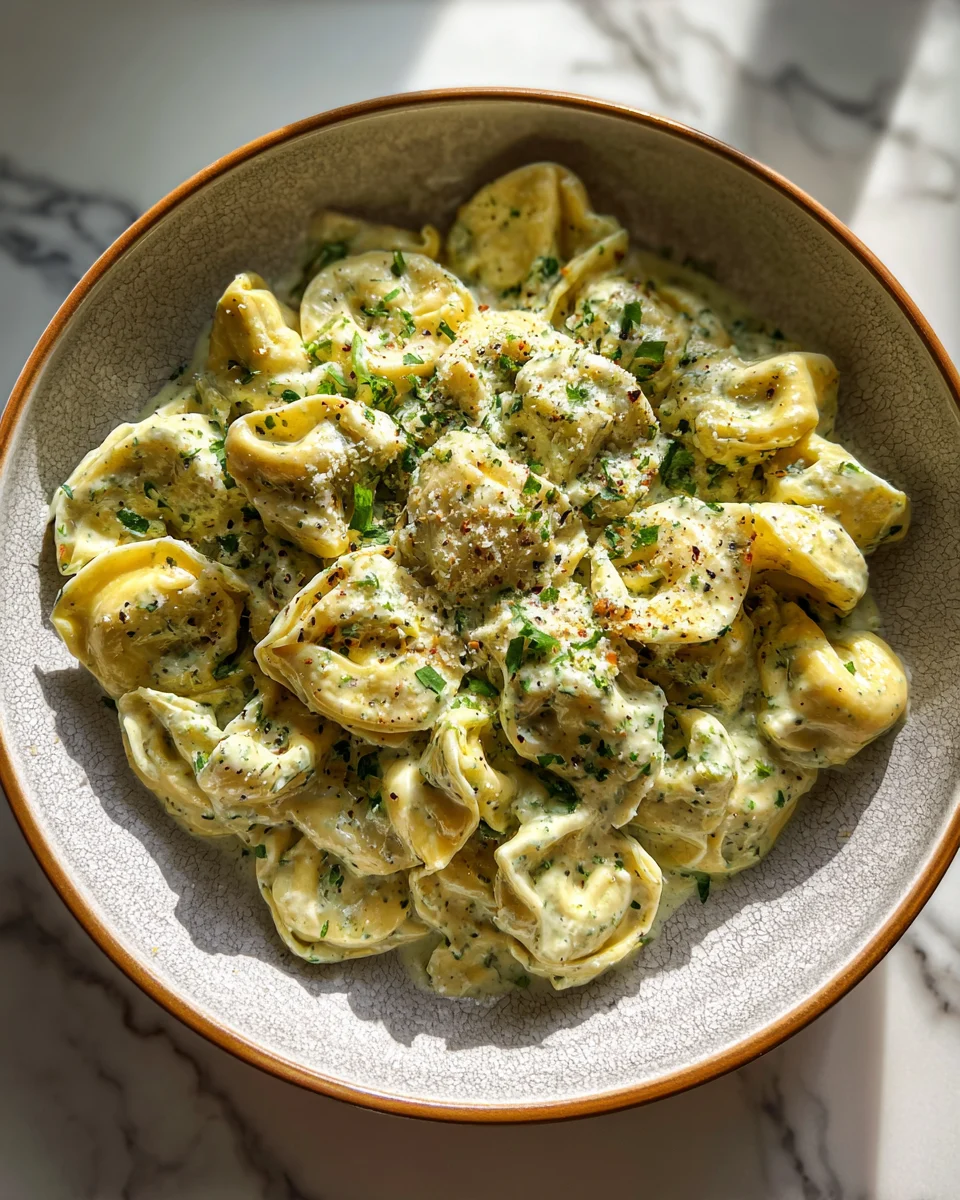 Creamy Pesto Tortellini Alfredo