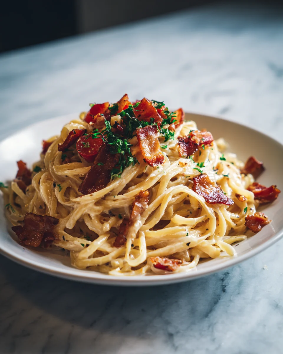 Crispy Bacon Cream Pasta