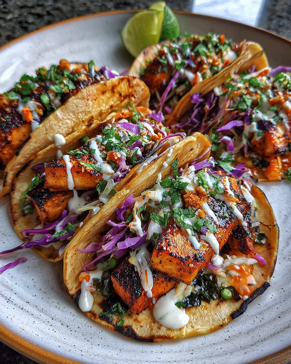 Crispy Bang Bang Salmon Tacos