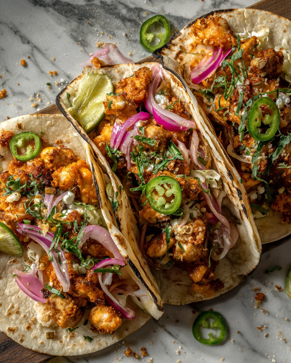 Crispy Onion Chicken Smash Tacos