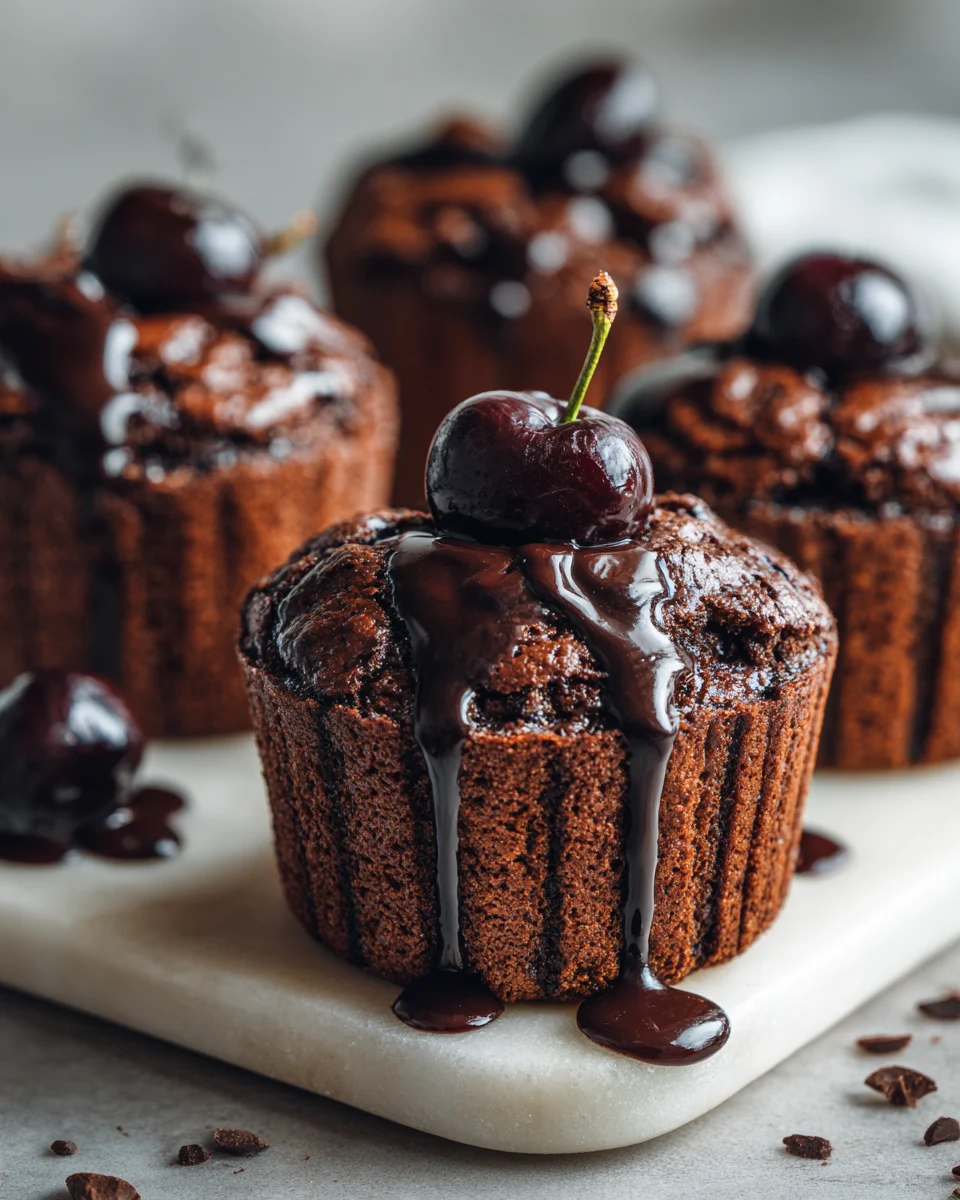 Dark Chocolate Cherry Lava Muffins