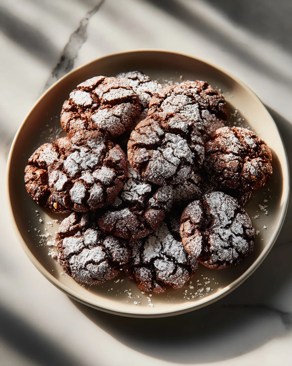 Dark Chocolate Hazelnut Crinkle Cookies