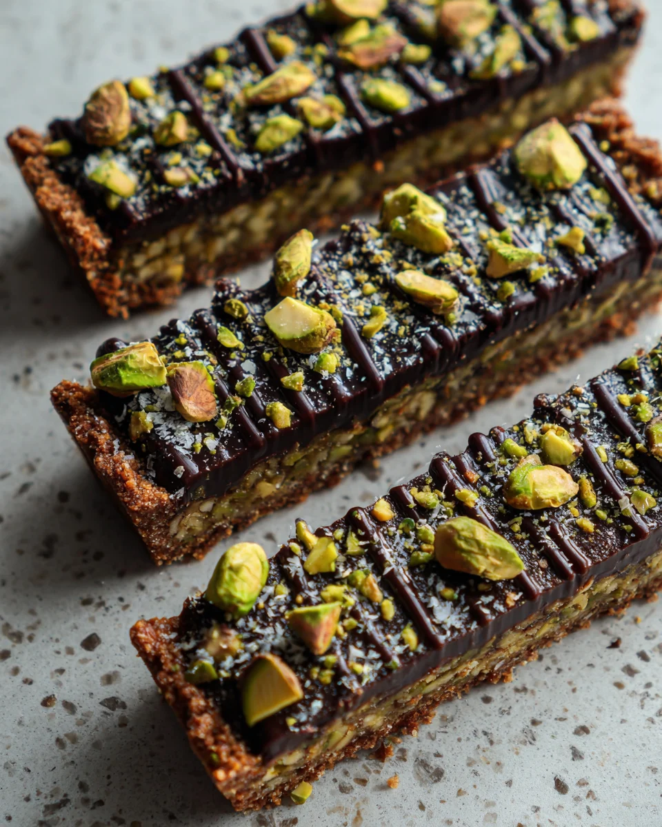 Dark Chocolate Pistachio Tart Bars