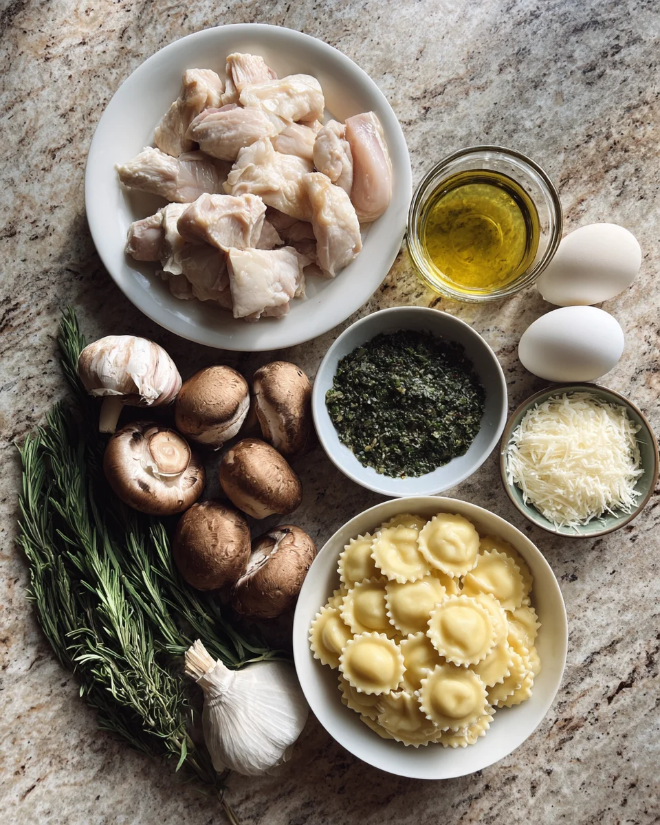Garlic Herb Chicken Ravioli Skillet