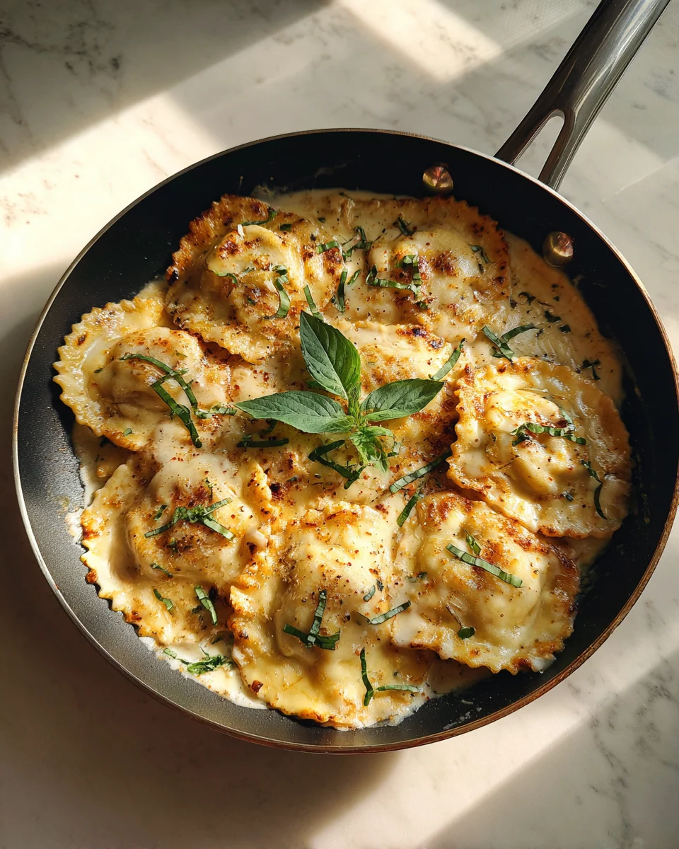 Garlic Herb Chicken Ravioli Skillet
