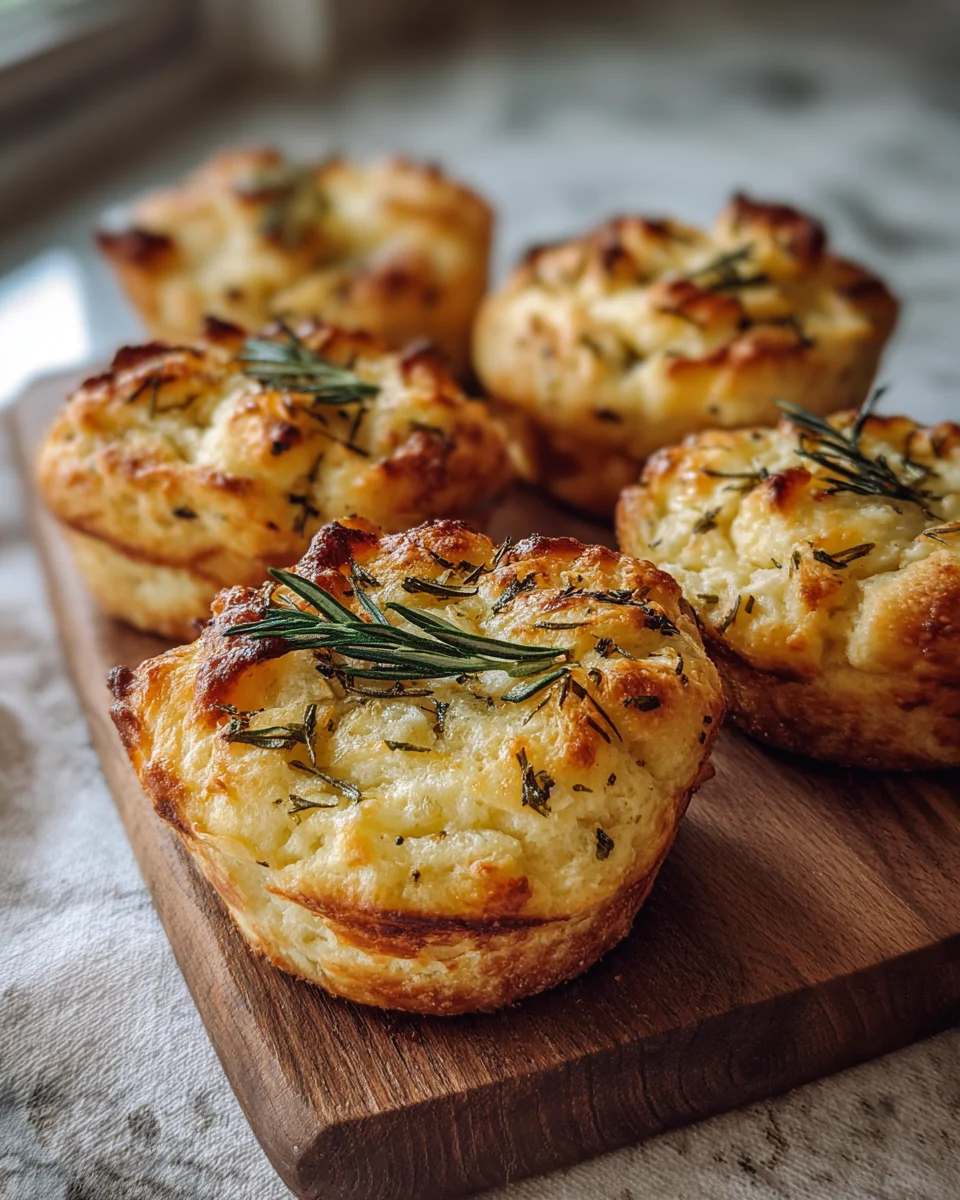 Golden Crust Garlic Rosemary Focaccia Muffins