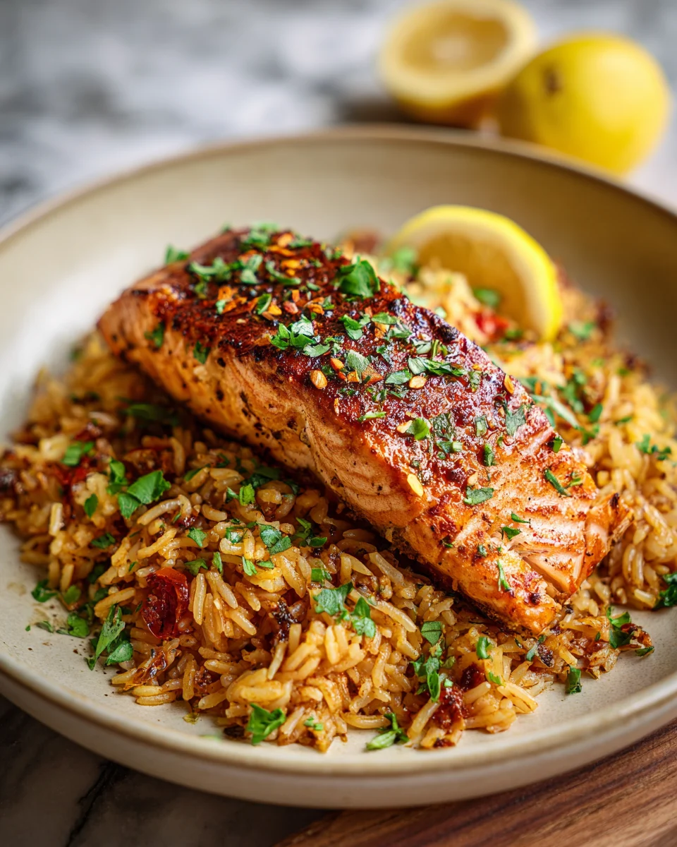 Honey Cajun Salmon Rice Skillet