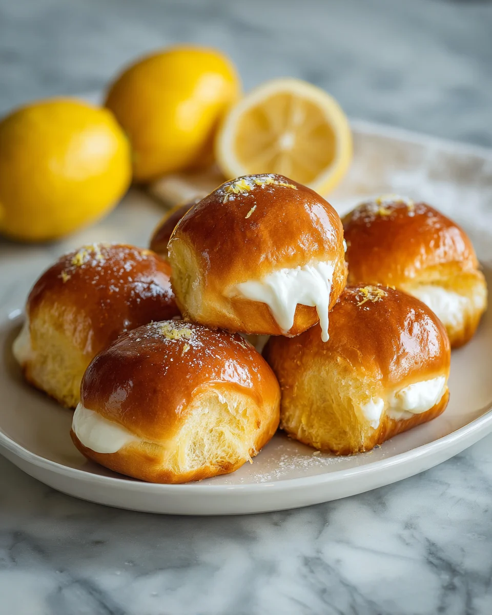 Lemon Cream Filled Brioche Rolls
