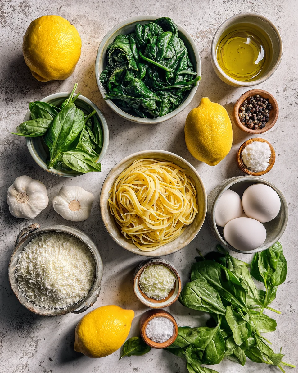 Lemon Spinach Ricotta Linguine
