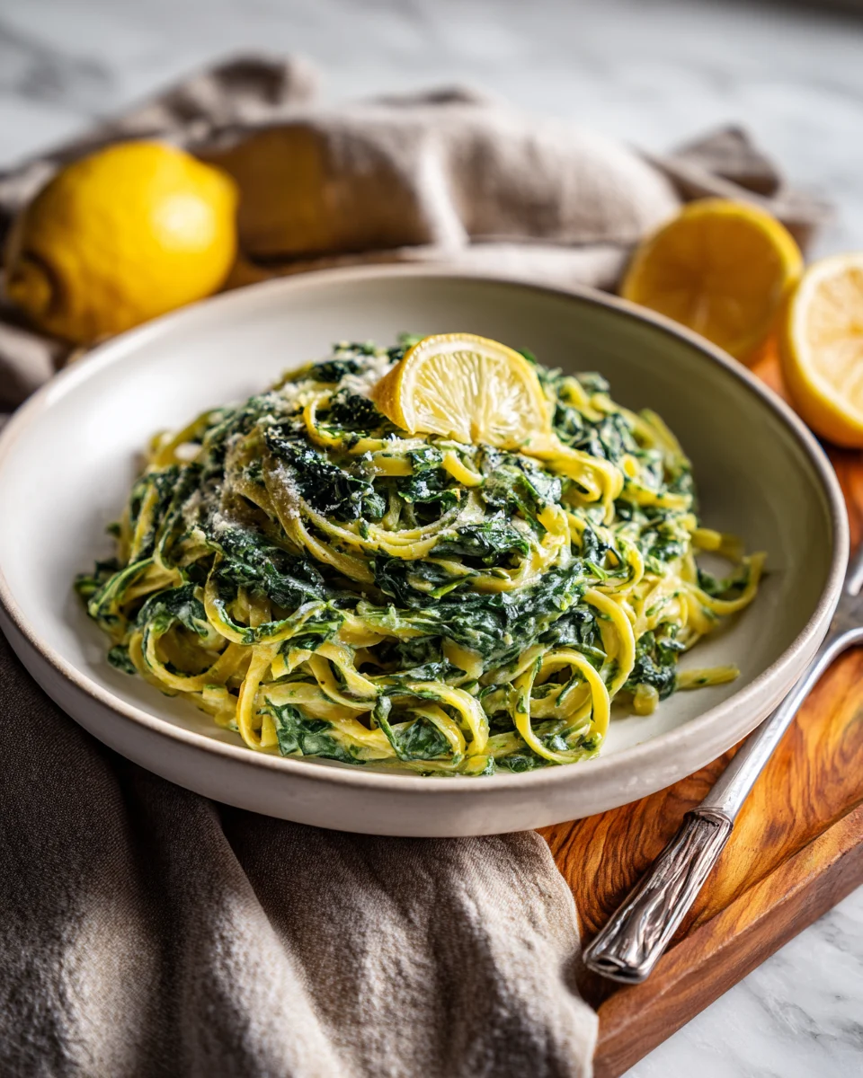 Lemon Spinach Ricotta Linguine