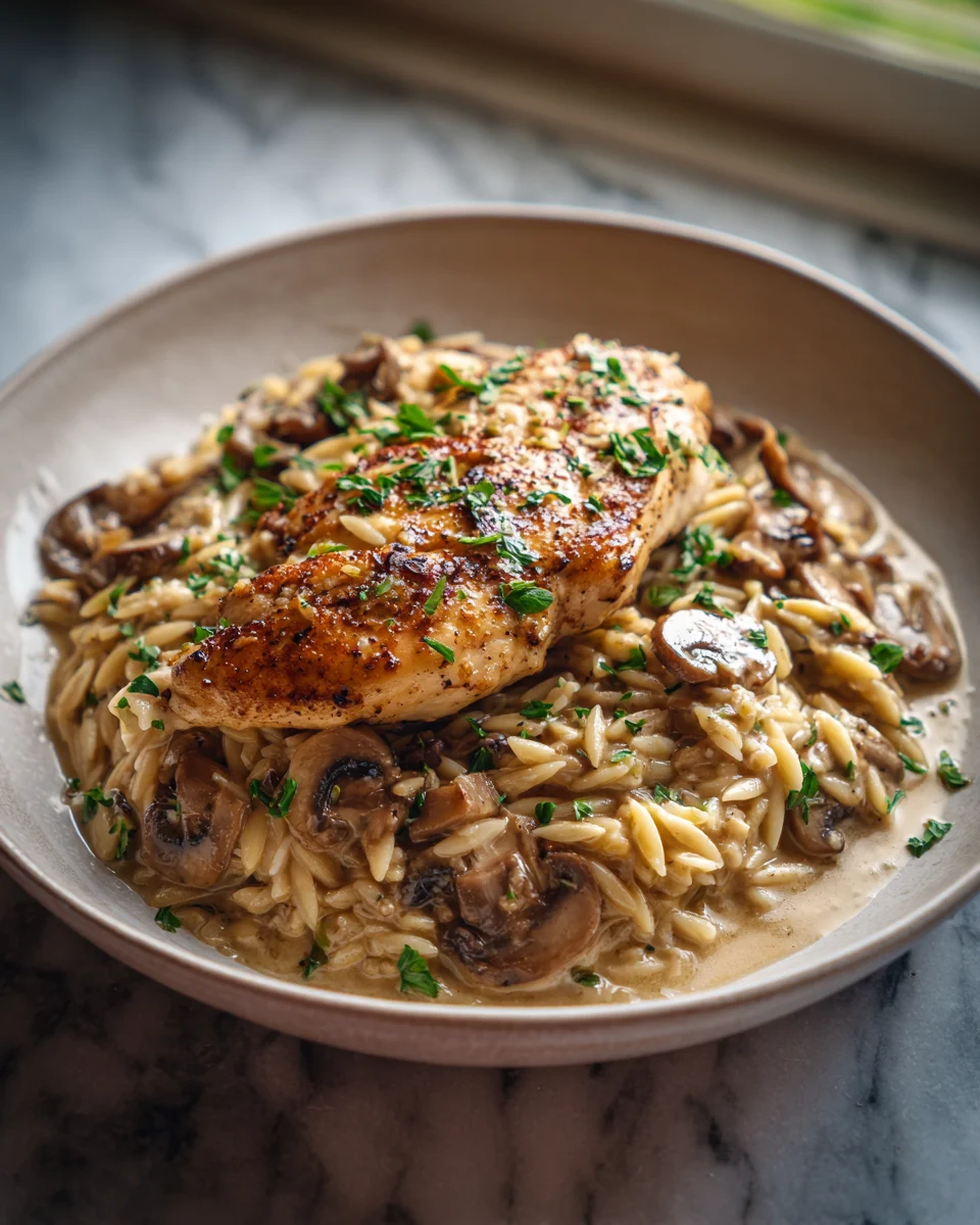 Marsala Chicken with Creamy Orzo