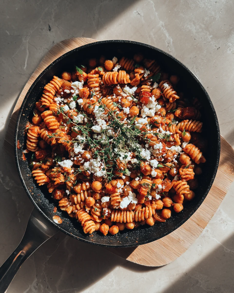 Mediterranean Chickpea Pasta Skillet