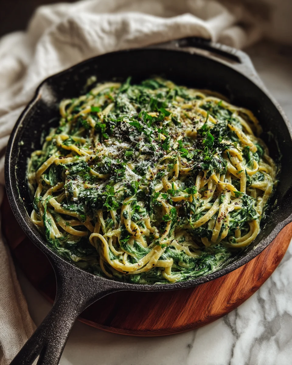 One Skillet Creamy Spinach Pasta