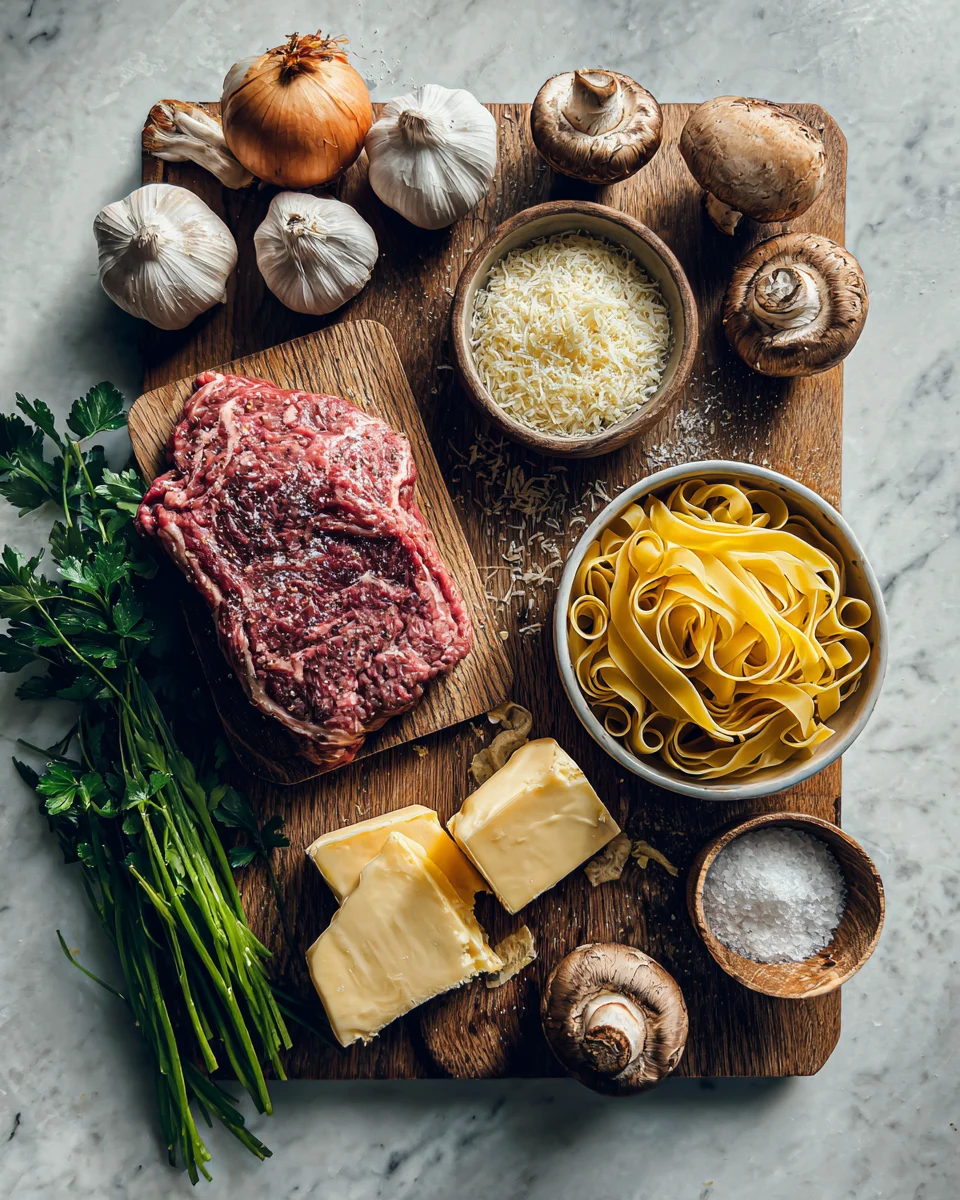 Parmesan Garlic Beef Stroganoff Noodles
