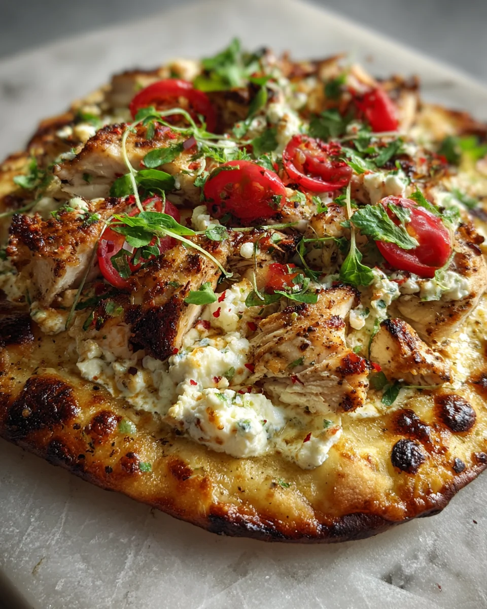 Roasted Garlic Ricotta Chicken Flatbread