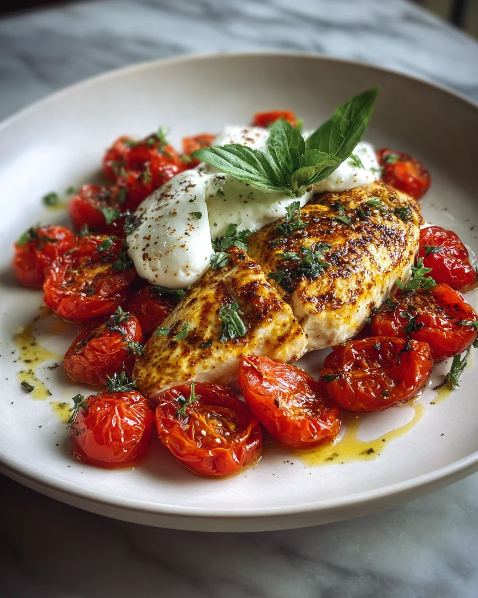 Deliciously Simple Roasted Tomato Burrata Chicken Recipe