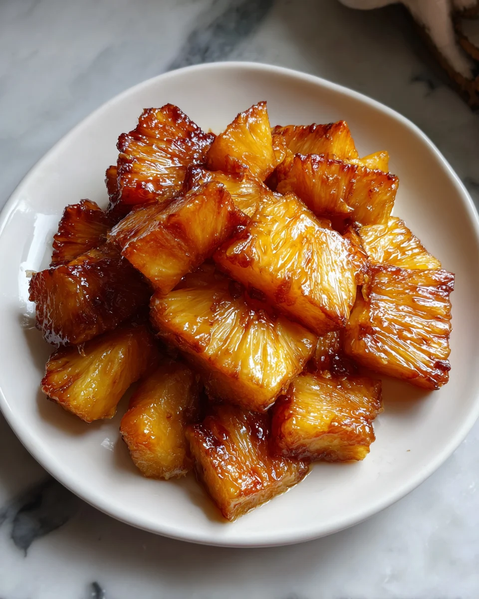 Rum-Soaked Fried Pineapple