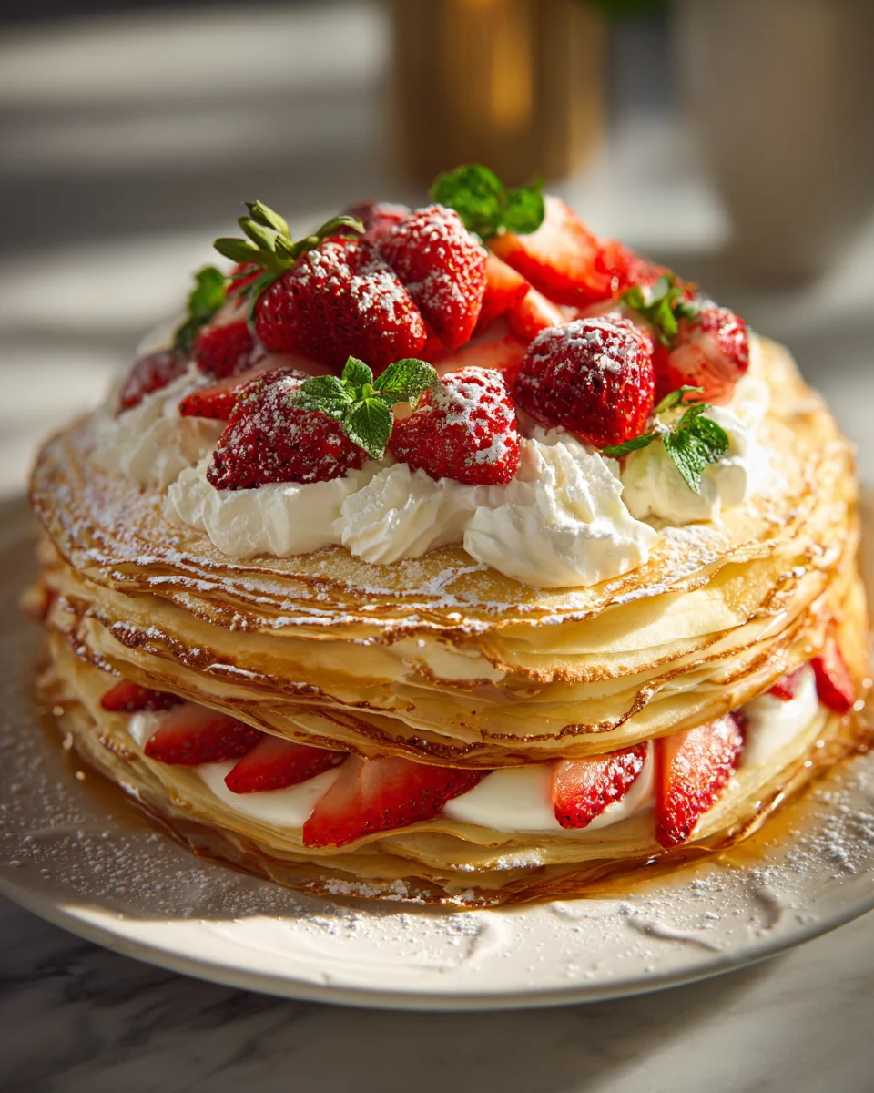 Strawberry Vanilla Bean Crêpe Cake