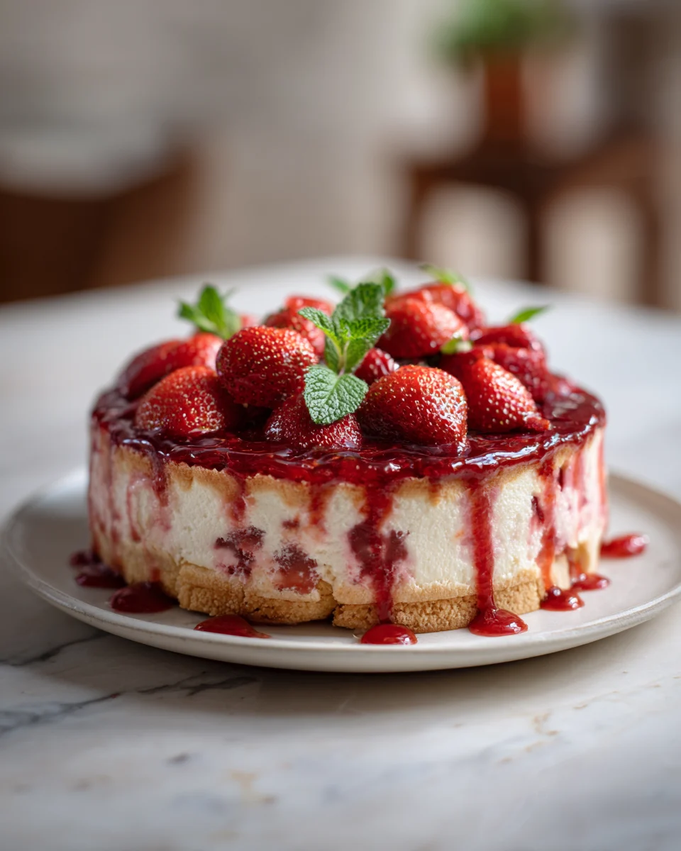 Strawberry Vanilla Wafer Pudding Cake